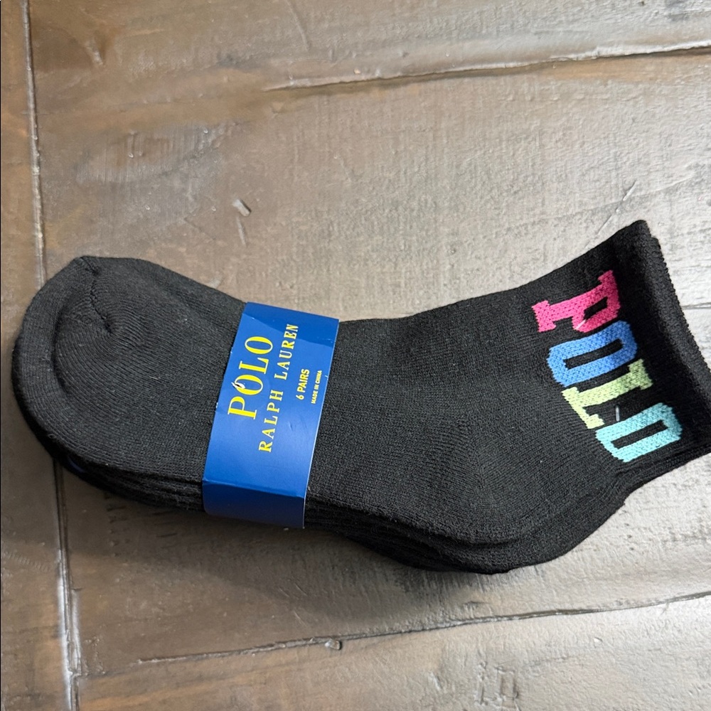 Polo by Ralph Lauren Black Socks with Multicolor Logo